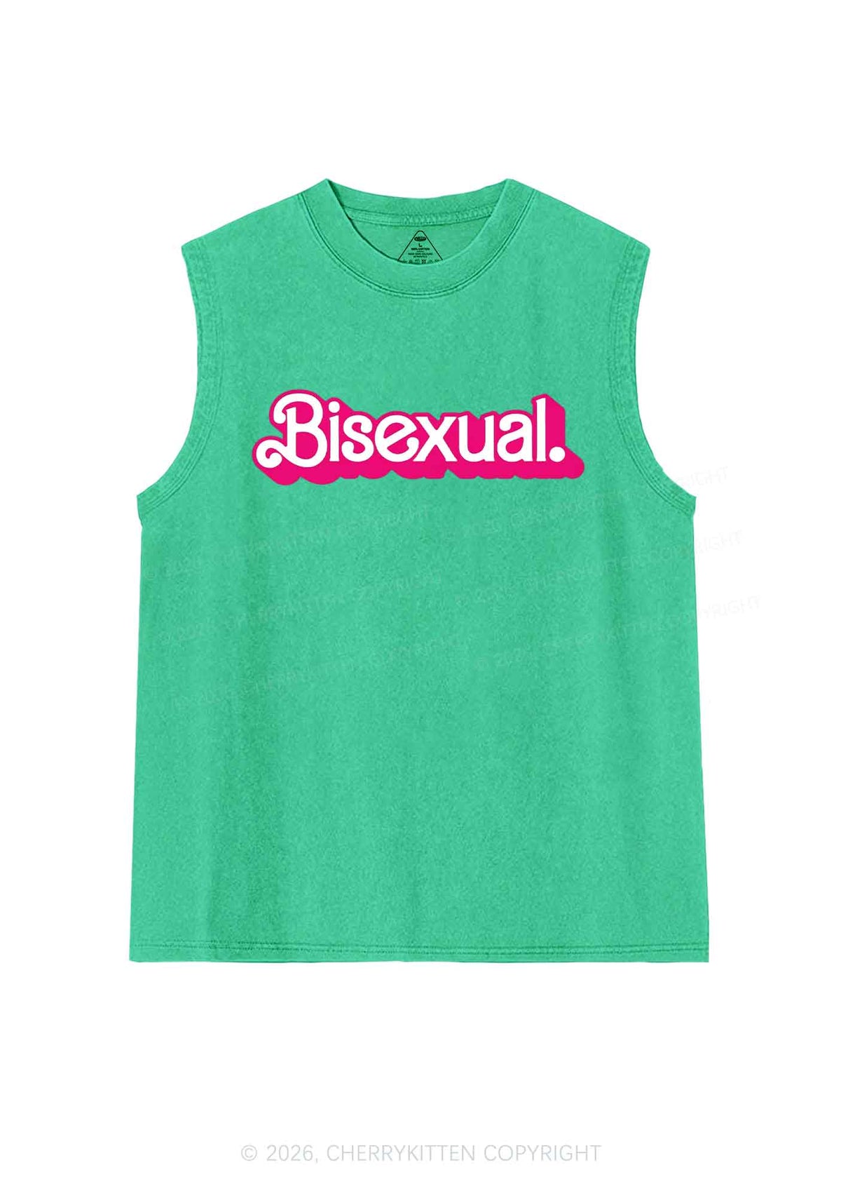 Pink Bisexual Pride Y2K Washed Muscle Tank Cherrykitten