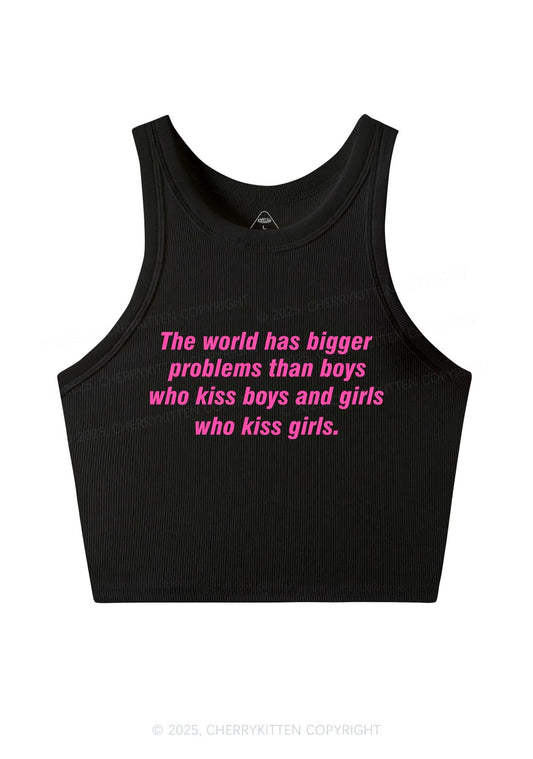 Who Kiss Girls Pride Y2K Crop Tank Top Cherrykitten