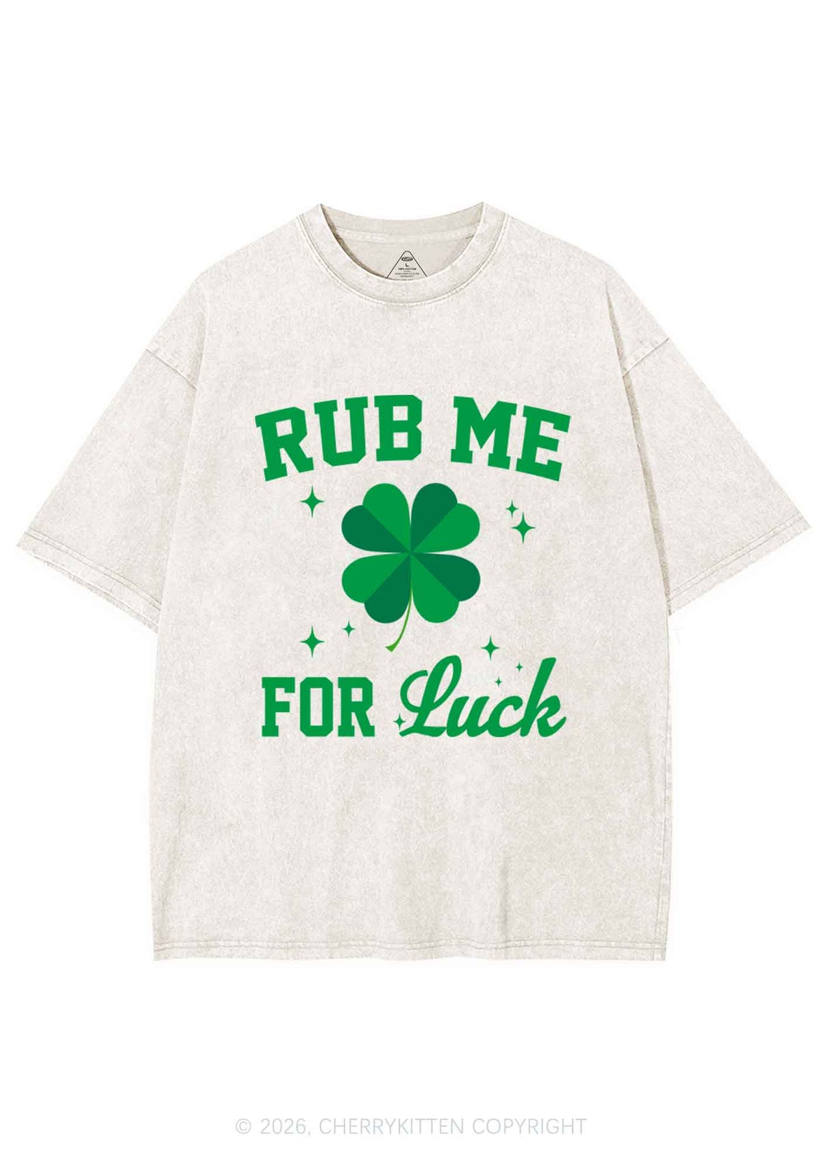 Rub Me For Luck St Patricks Y2K Shirts Washed Tee Cherrykitten