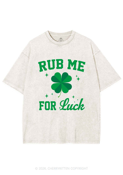 Rub Me For Luck St Patricks Y2K Shirts Washed Tee Cherrykitten