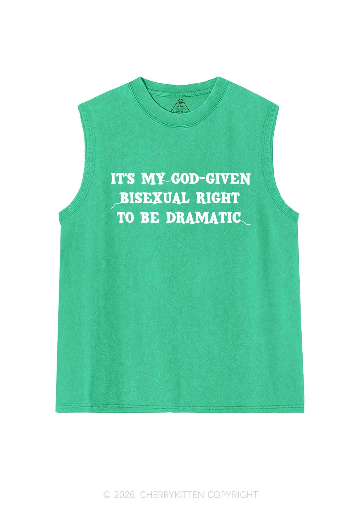 God Given Bisexual Right Pride Y2K Washed Muscle Tank Cherrykitten