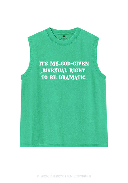 God Given Bisexual Right Pride Y2K Washed Muscle Tank Cherrykitten