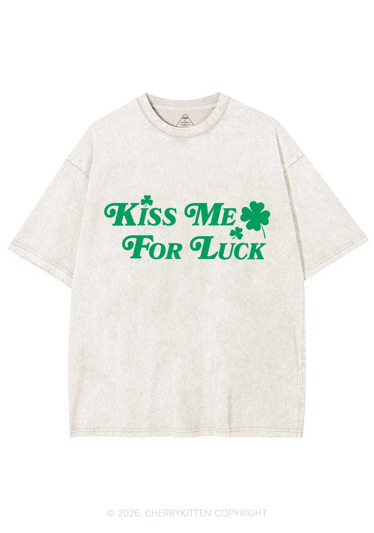 Kiss Me For Luck St Patricks Y2K Shirts Washed Tee Cherrykitten