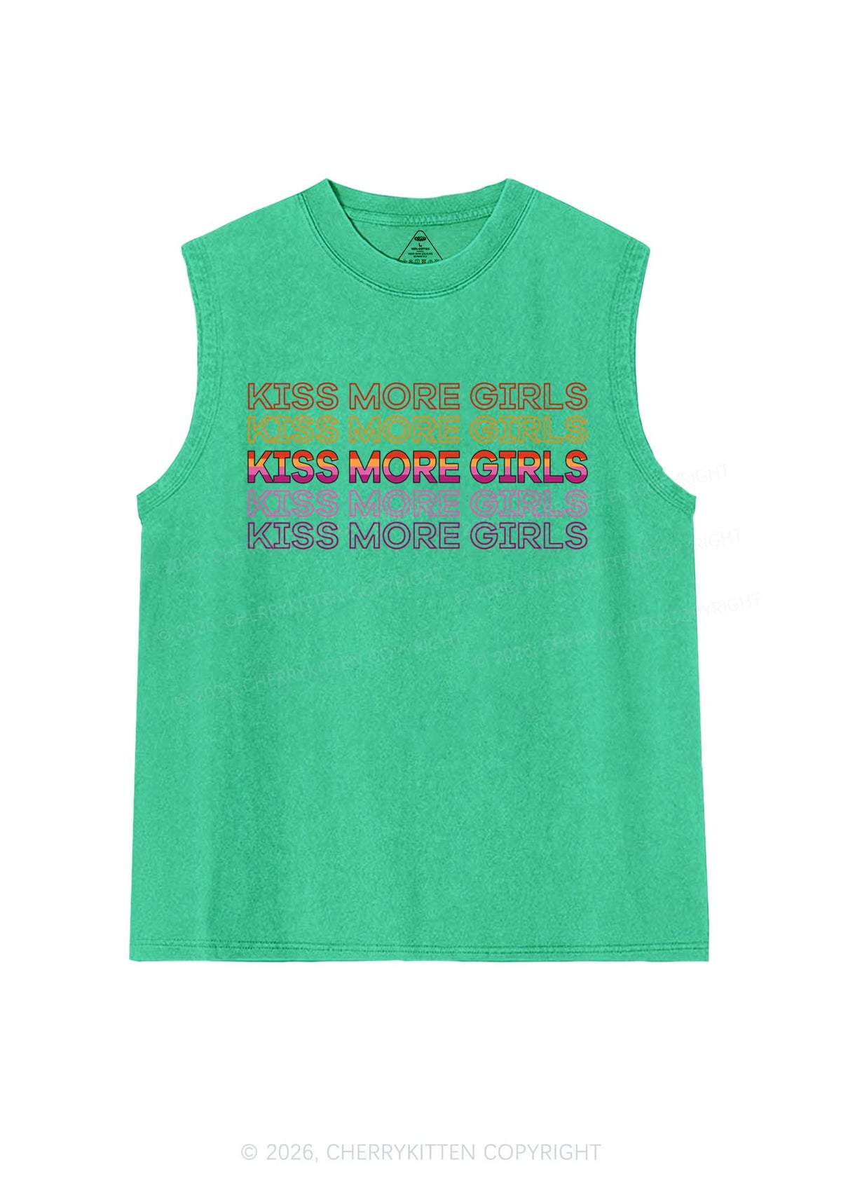 Kiss More Girls Pride Y2K Washed Muscle Tank Cherrykitten