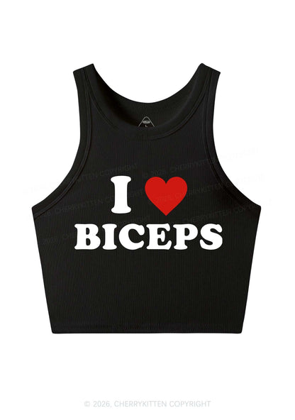 I Love Biceps Y2K Crop Tank Top Cherrykitten