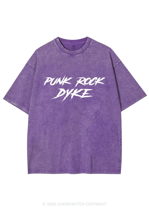 Punk Rock Dyke Pride Y2K Shirts Washed Tee Cherrykitten