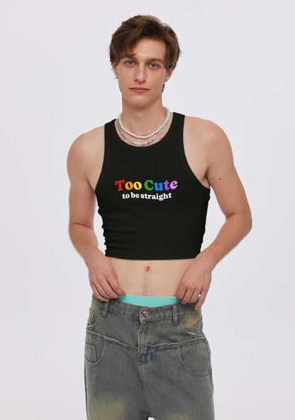 Too Cute To Be Straight Pride Y2K Crop Tank Top Cherrykitten