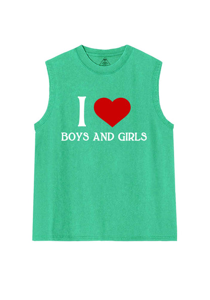 I Love Boys and Girls Pride Y2K Washed Muscle Tank Cherrykitten