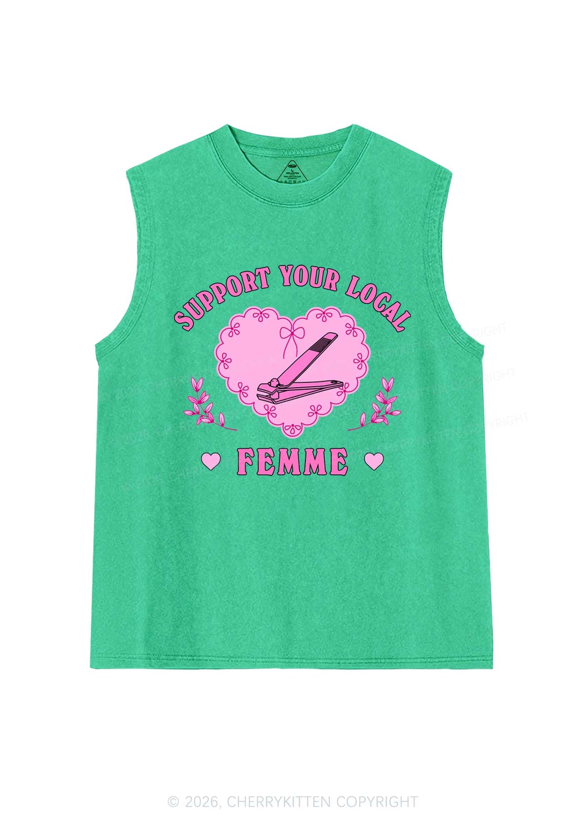 Support Your Local Femme Pride Y2K Washed Muscle Tank Cherrykitten
