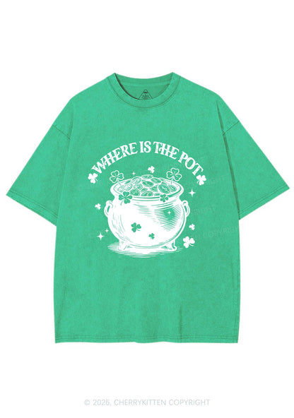 Where Is The Pot St Patricks Y2K Shirts Washed Tee Cherrykitten