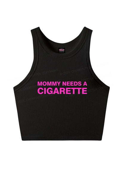 Mommy Needs A Cigarette Y2K Crop Tank Top Cherrykitten