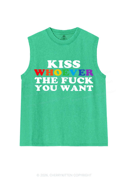 Kiss Whoever You Want Pride Y2K Washed Muscle Tank Cherrykitten