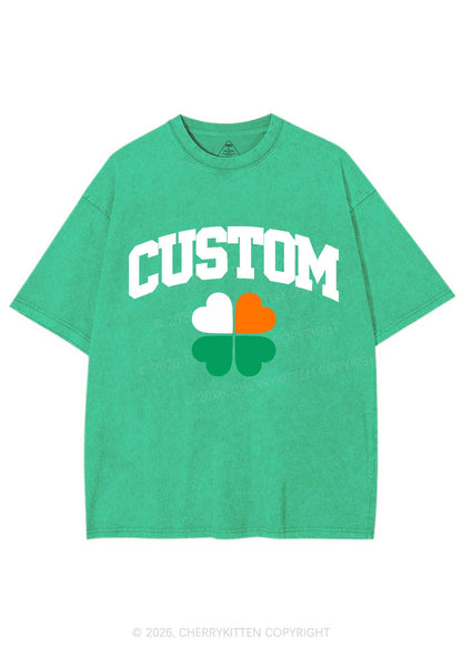 Custom Irish Luck Shamrock St Patricks Y2K Shirts Washed Tee Cherrykitten