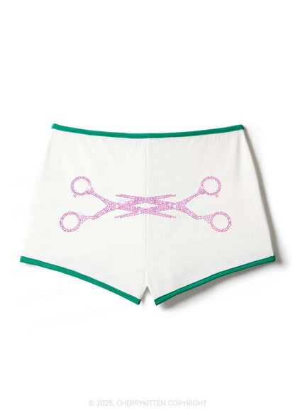 Rhinestone Pink Scissor Pride Y2K Booty Shorts Cherrykitten