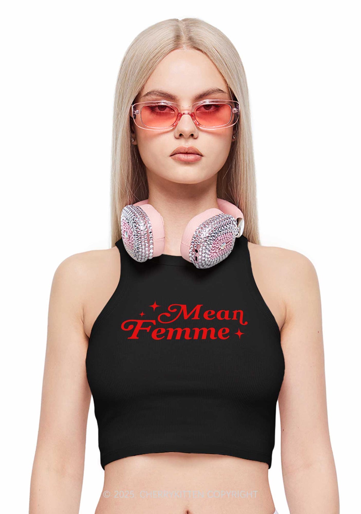 Mean Femme Pride Y2K Crop Tank Top Cherrykitten