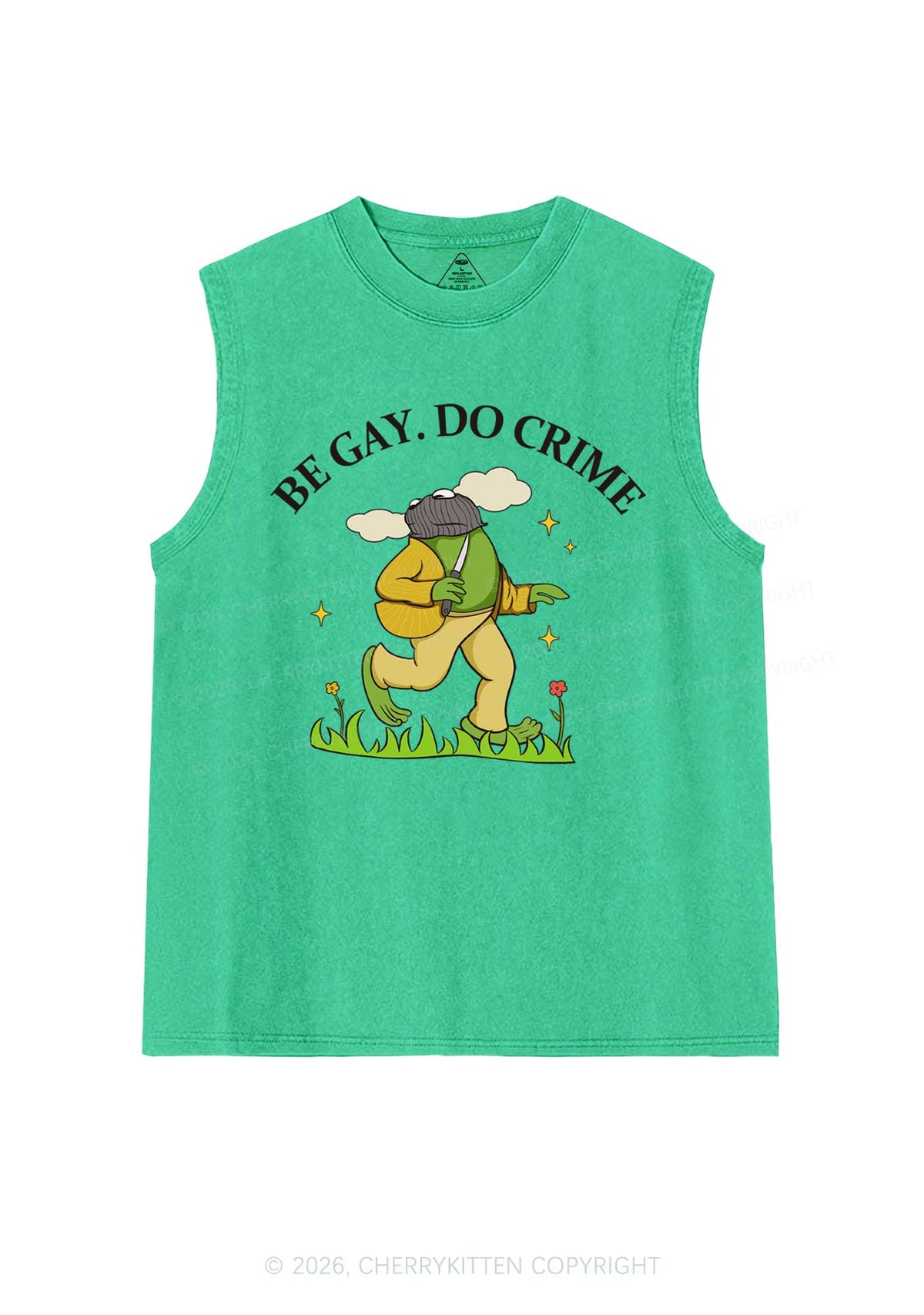 Be Gay Do Crime Frog Pride Y2K Washed Muscle Tank Cherrykitten
