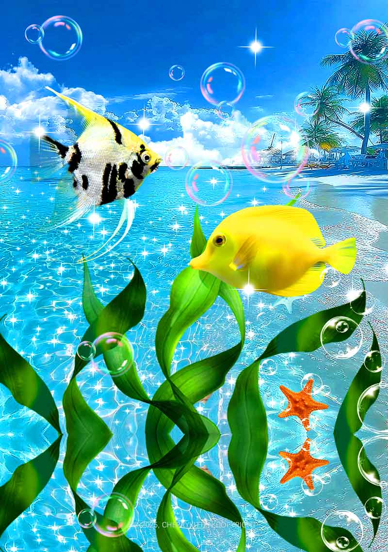 Tropical Fish Y2K Mesh Crop Top Cherrykitten