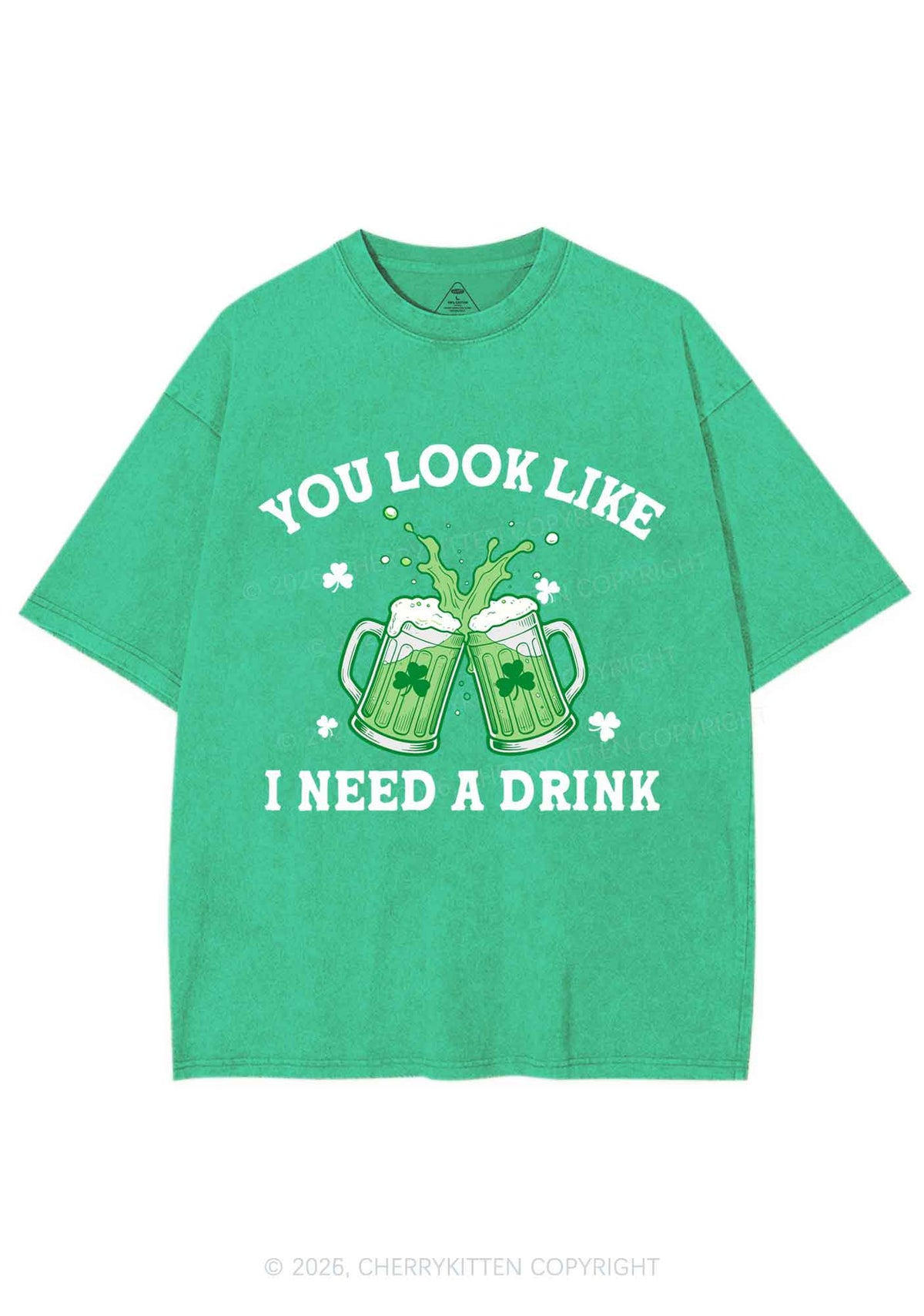 I Need A Drink St Patricks Y2K Shirts Washed Tee Cherrykitten