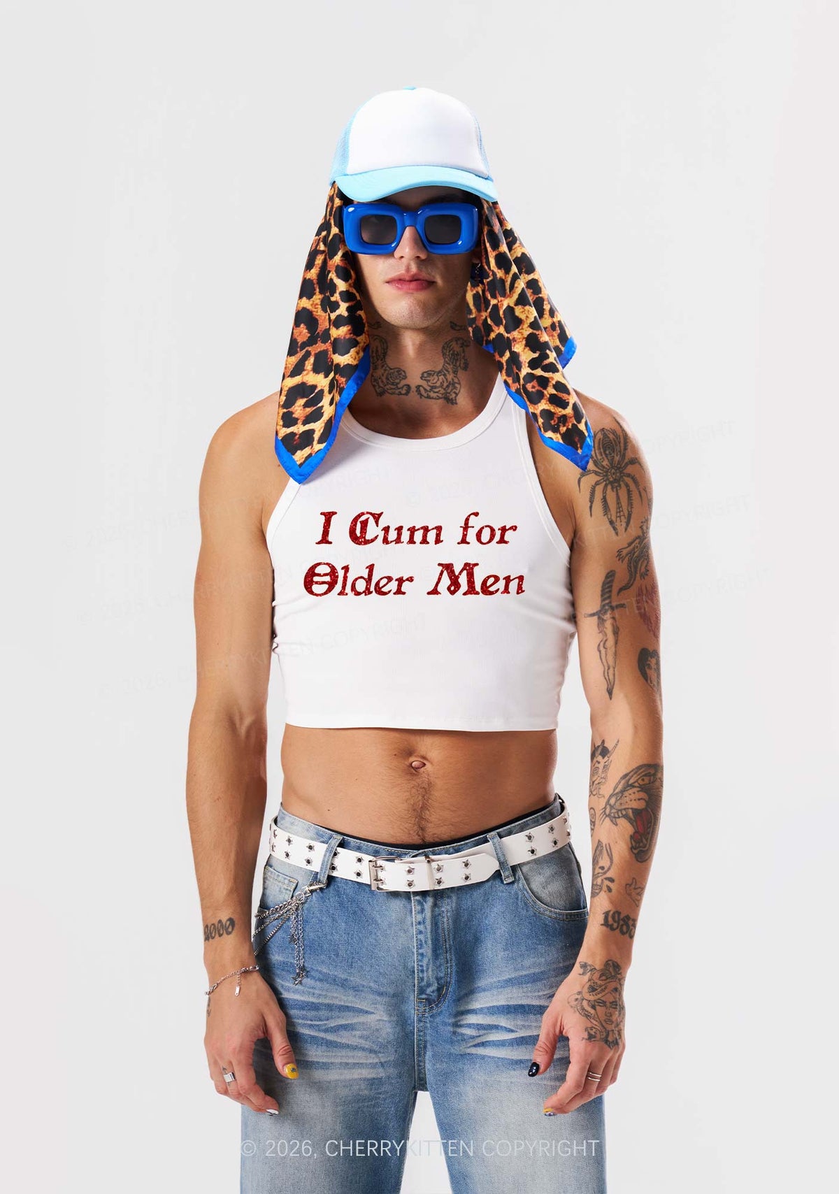 Glitter Come For Older Men Y2K Crop Tank Top Cherrykitten