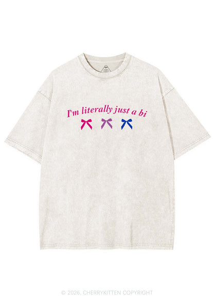 Im Literally Just A Bi Pride Y2K Shirts Washed Tee Cherrykitten