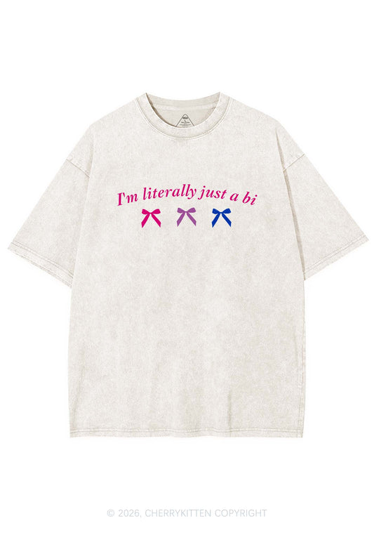 Im Literally Just A Bi Pride Y2K Shirts Washed Tee Cherrykitten