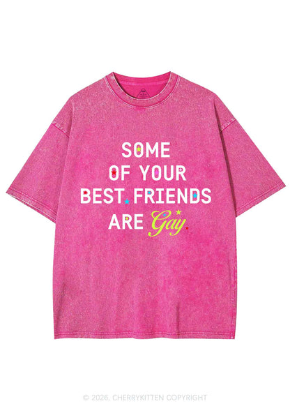 Your Best Friends Are Gay Pride Y2K Shirts Washed Tee Cherrykitten