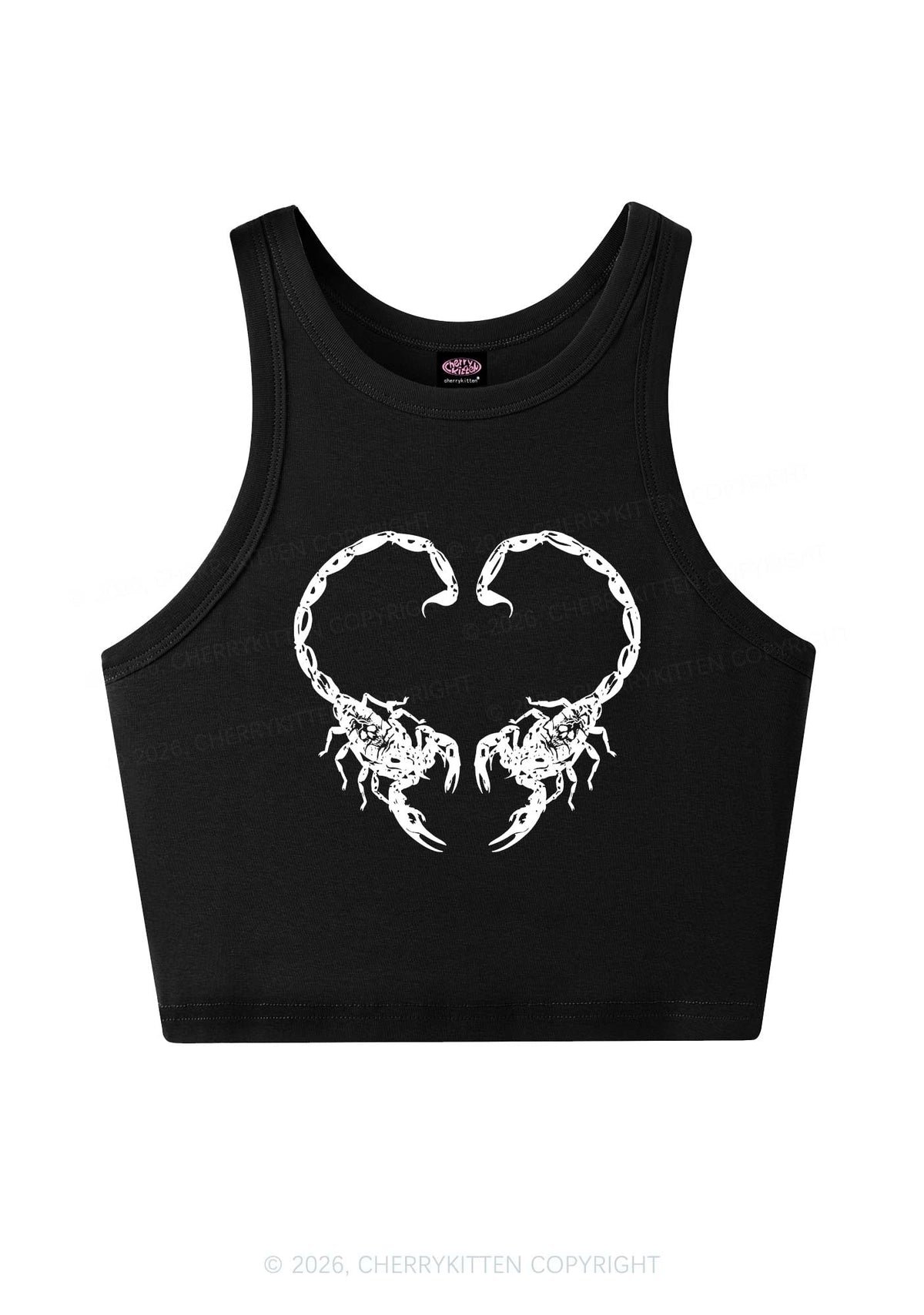 Skull Scorpion Heart Y2K Crop Tank Top Cherrykitten