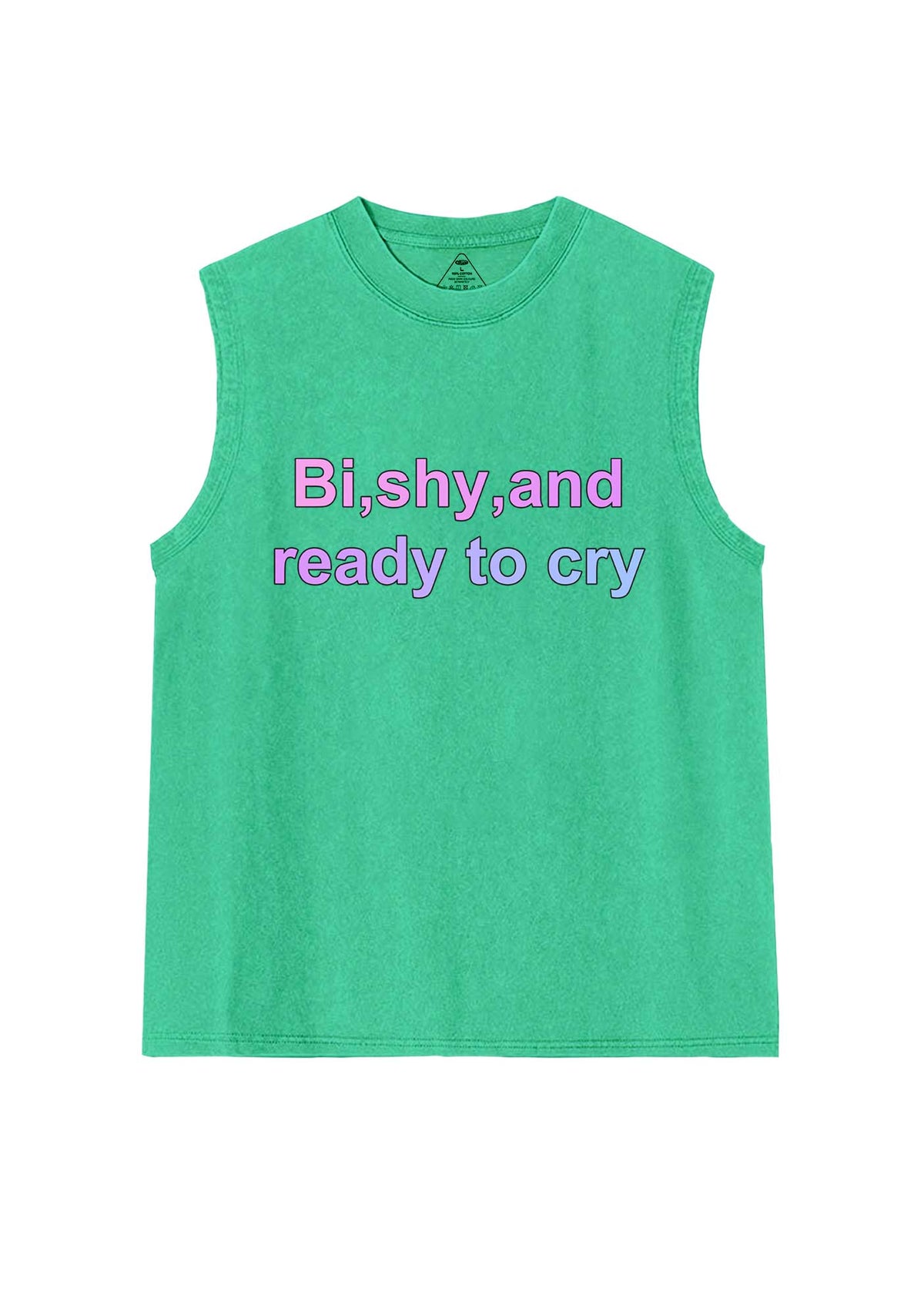 Bi Shy And Ready To Cry Pride Y2K Washed Muscle Tank Cherrykitten