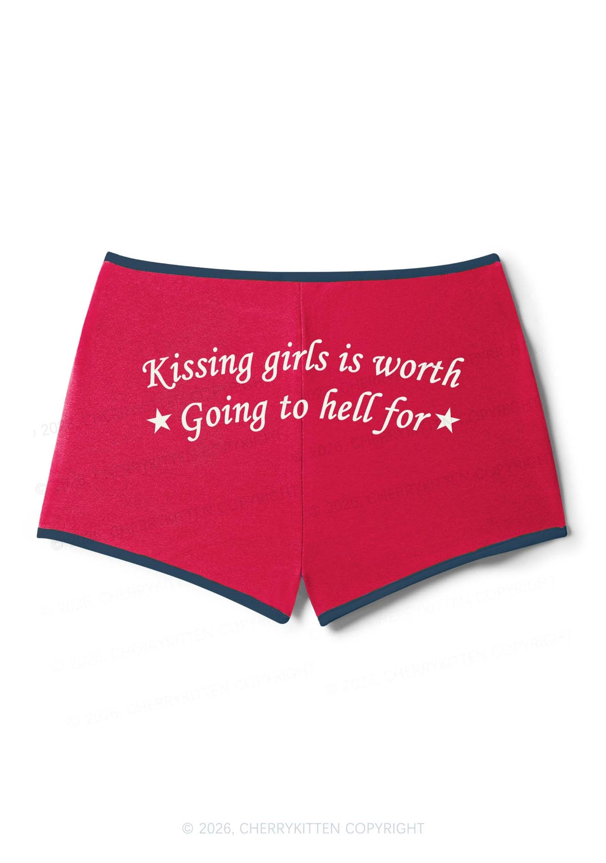Kissing Girls is Worth Pride Y2K Booty Shorts Cherrykitten