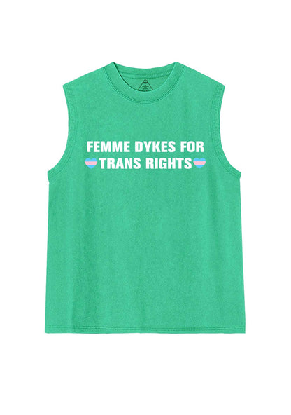 Femme Dykes For Trans Rights Pride Y2K Washed Muscle Tank Cherrykitten