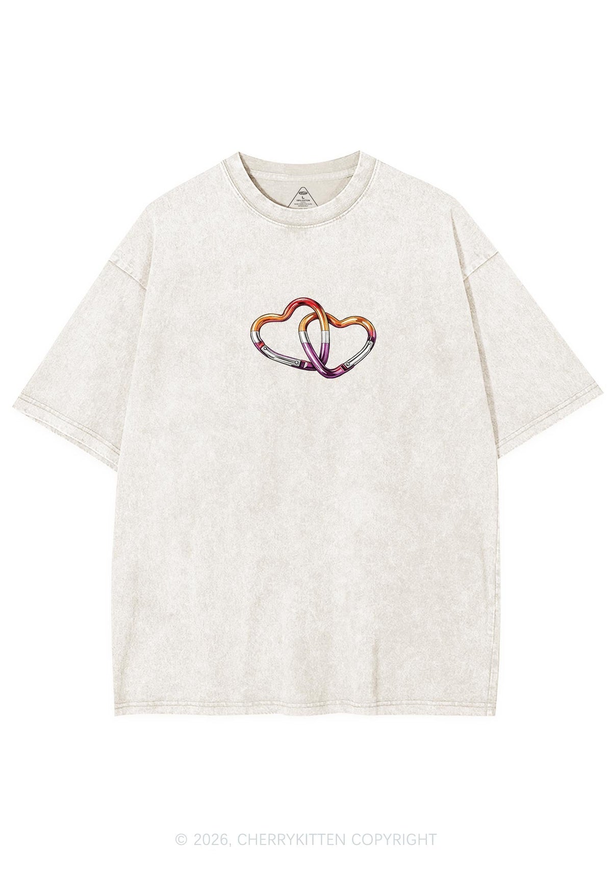 Carabiner Hearts Pride Y2K Shirts Washed Tee Cherrykitten
