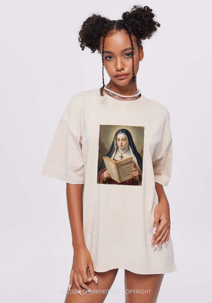 Lesbianism Nun Pride Y2K Shirts Washed Tee Cherrykitten