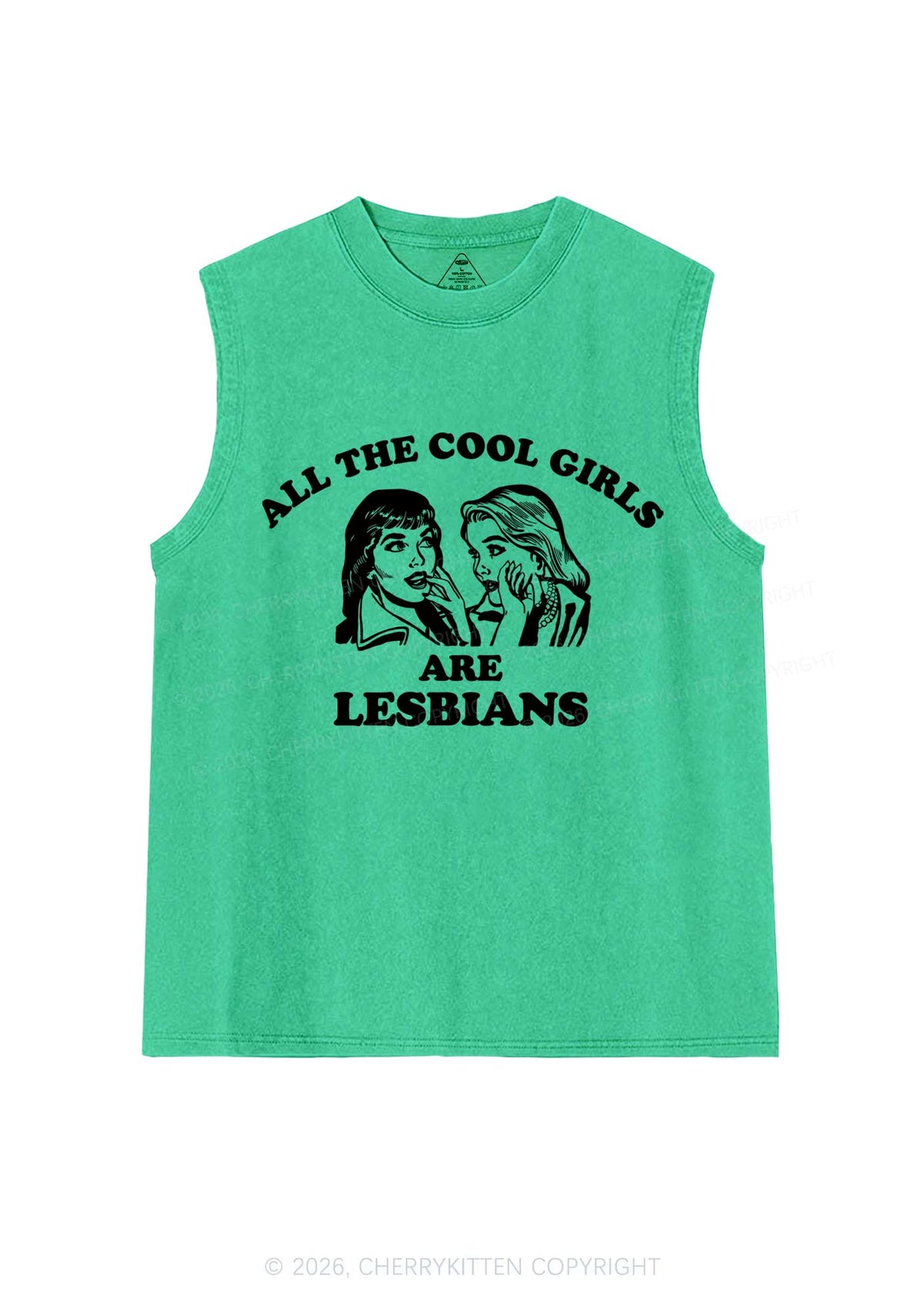 Cool Girls Lesbians Pride Y2K Washed Muscle Tank Cherrykitten