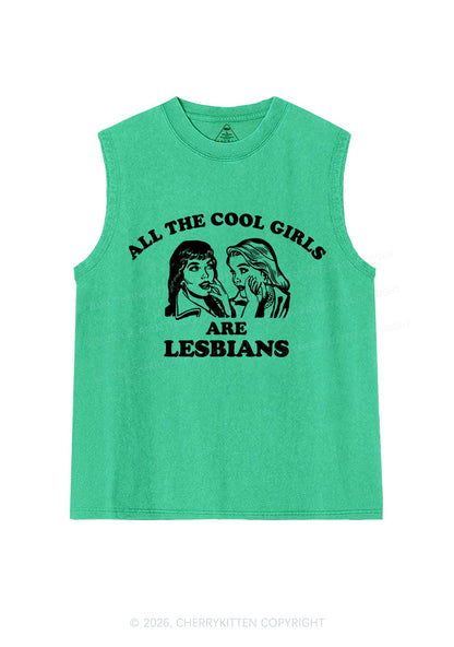 Cool Girls Lesbians Pride Y2K Washed Muscle Tank Cherrykitten