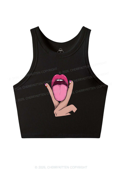 Lesbian Kissing Pride Y2K Crop Tank Top Cherrykitten