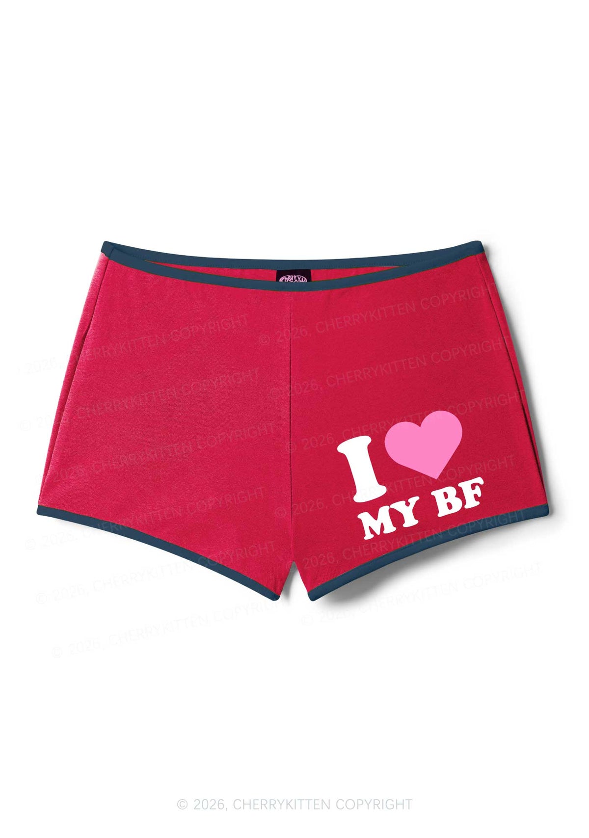 I Love My BF Valentine's Day Y2K Booty Shorts Cherrykitten