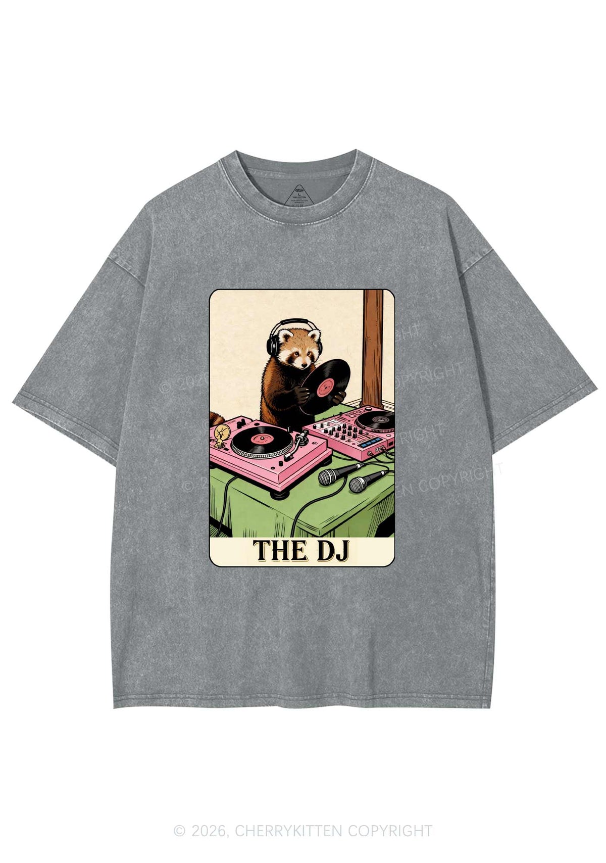 The DJ Raccoon Y2K Shirts Washed Tee Cherrykitten