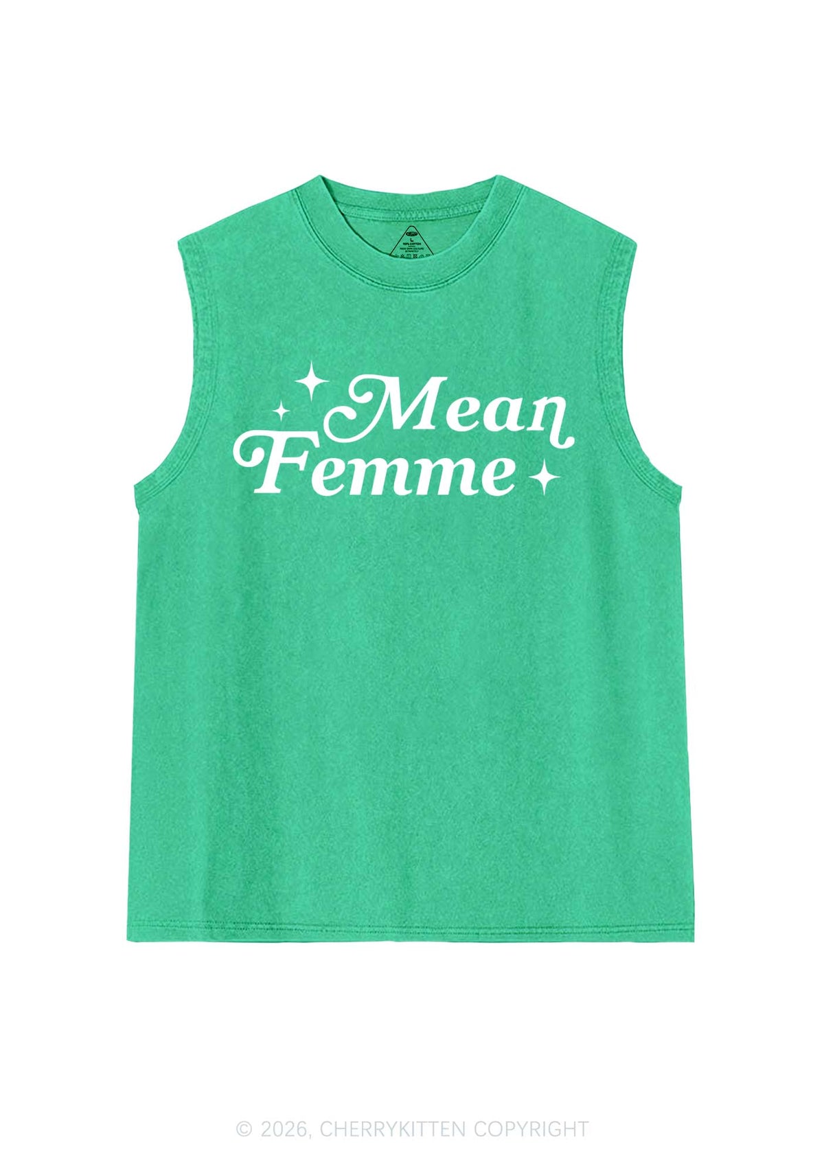 Mean Femme Pride Y2K Washed Muscle Tank Cherrykitten