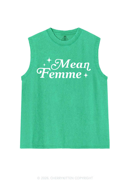 Mean Femme Pride Y2K Washed Muscle Tank Cherrykitten