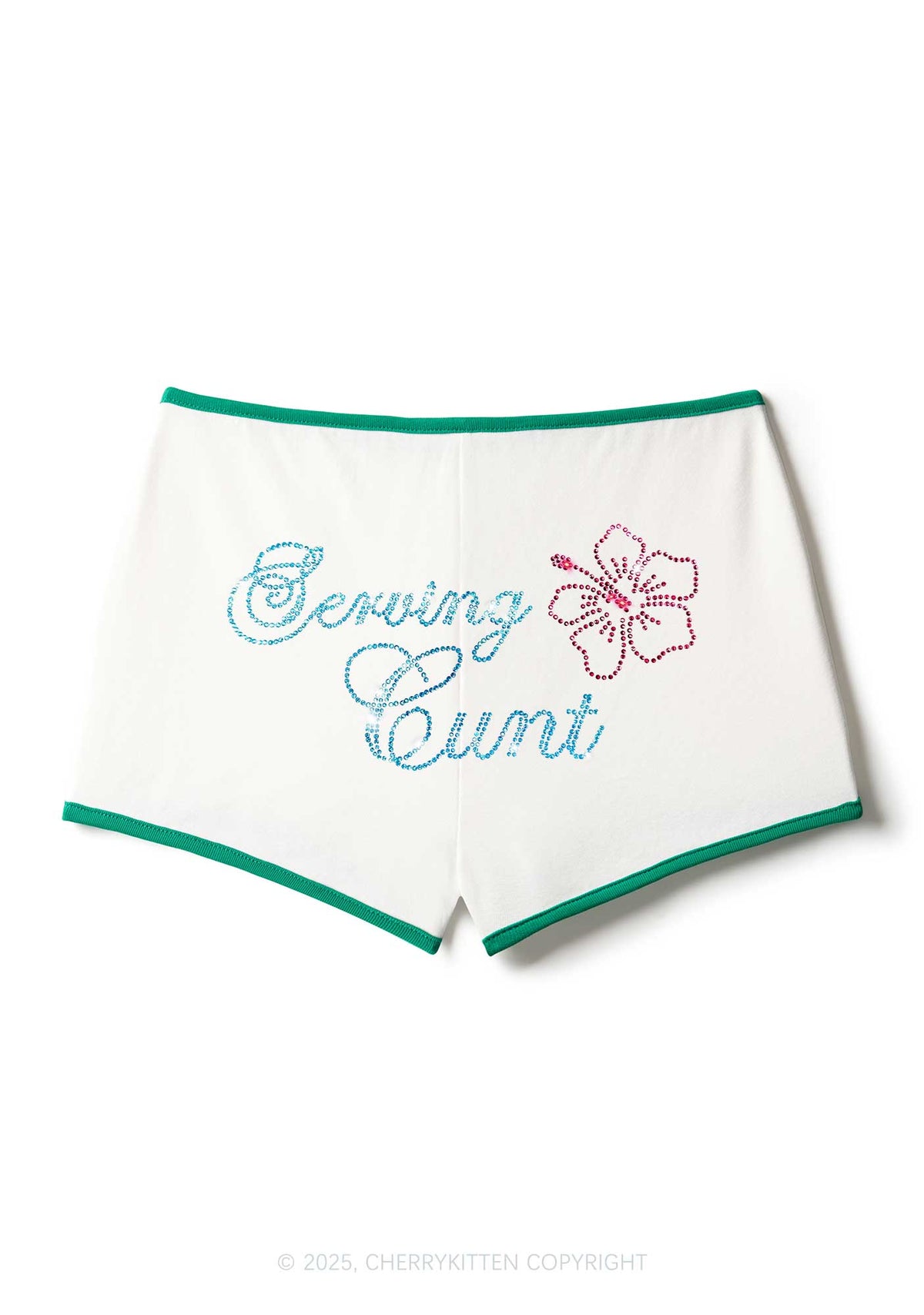 Rhinestone Serving Cxxt Y2K Booty Shorts Cherrykitten