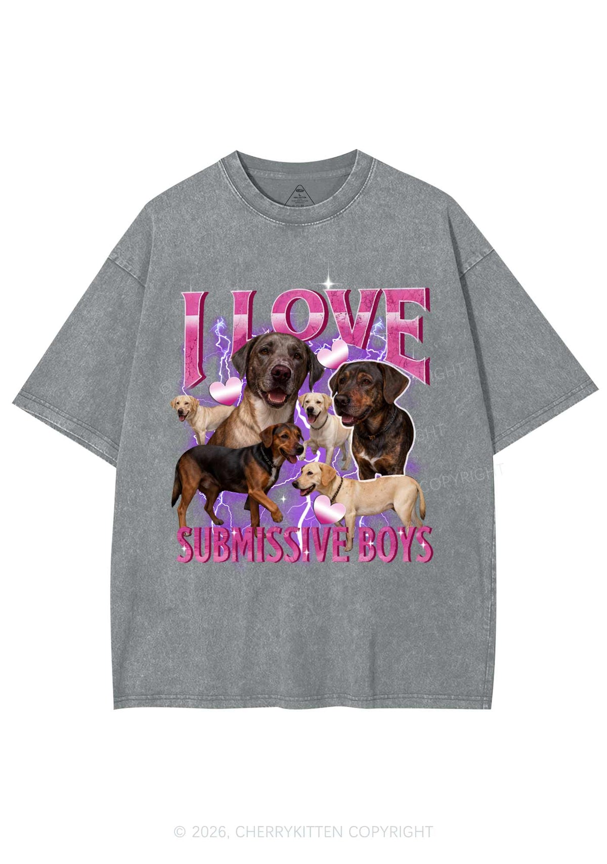 I Love S Dogs Y2K Shirts Washed Tee Cherrykitten