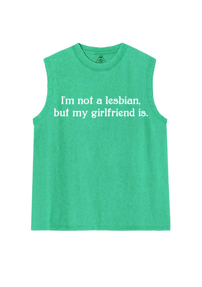 My Girlfriend Is Lesbian Pride Y2K Washed Muscle Tank Cherrykitten