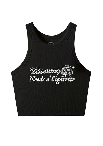 Mommy Needs Cigarette Y2K Crop Tank Top Cherrykitten
