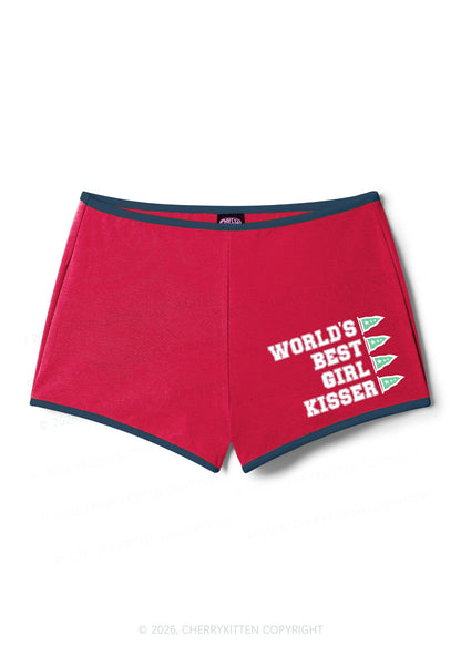 Worlds Best Girl Kisser Pride Y2K Booty Shorts Cherrykitten