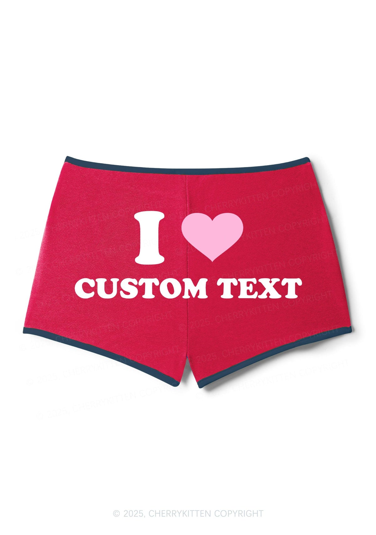 I Love Custom Personalized Y2K Contrast Mini Shorts Cherrykitten