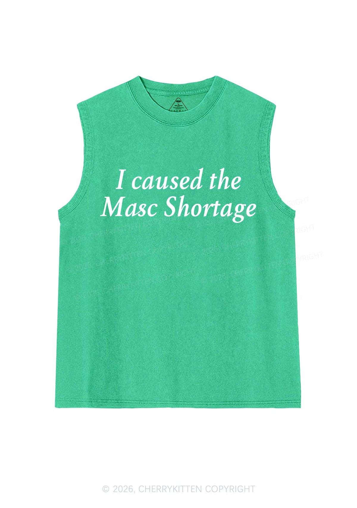 I Caused The Masc Shortage Pride Y2K Washed Muscle Tank Cherrykitten