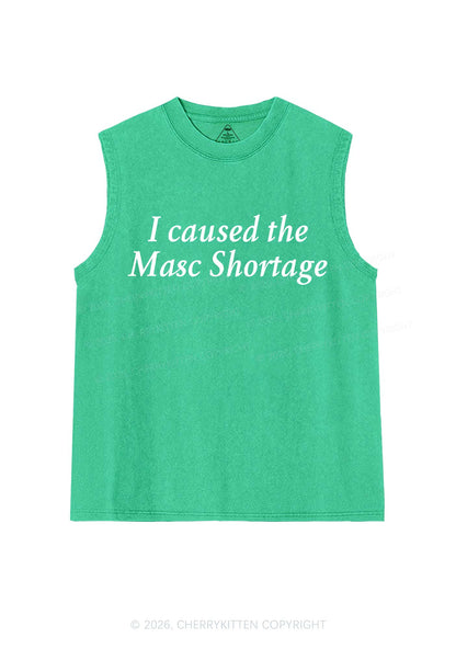 I Caused The Masc Shortage Pride Y2K Washed Muscle Tank Cherrykitten