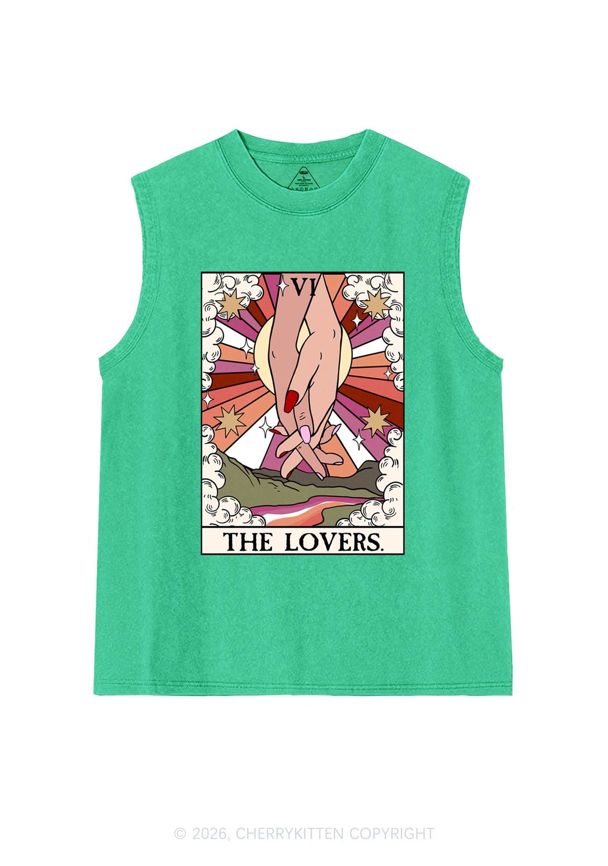 The Lesbian Lovers Pride Y2K Washed Muscle Tank Cherrykitten