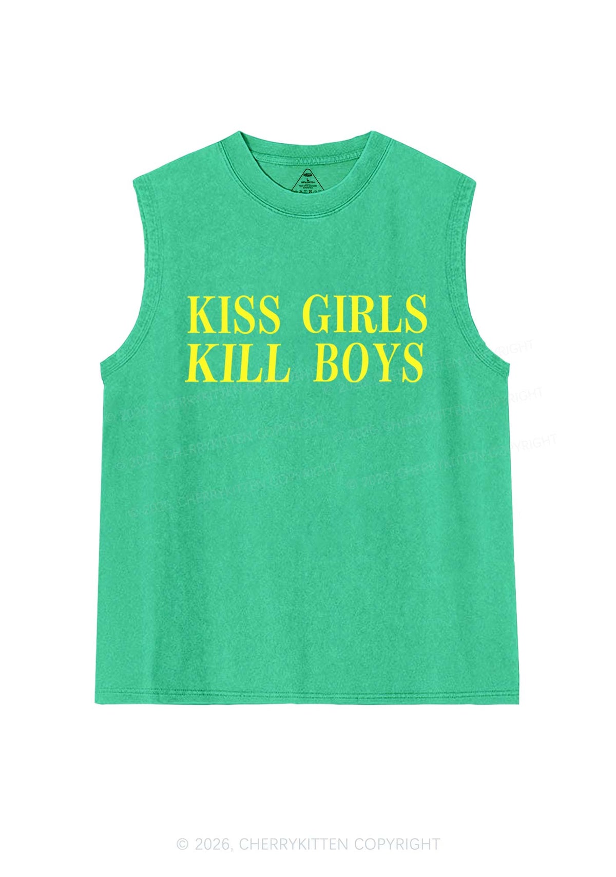 Kiss Girls Kill Boys Pride Y2K Washed Muscle Tank Cherrykitten
