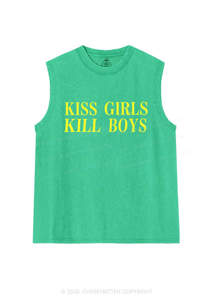 Kiss Girls Kill Boys Pride Y2K Washed Muscle Tank Cherrykitten